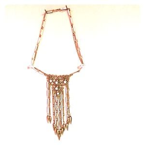 Gold and white bead vintage boho sunburst necklace